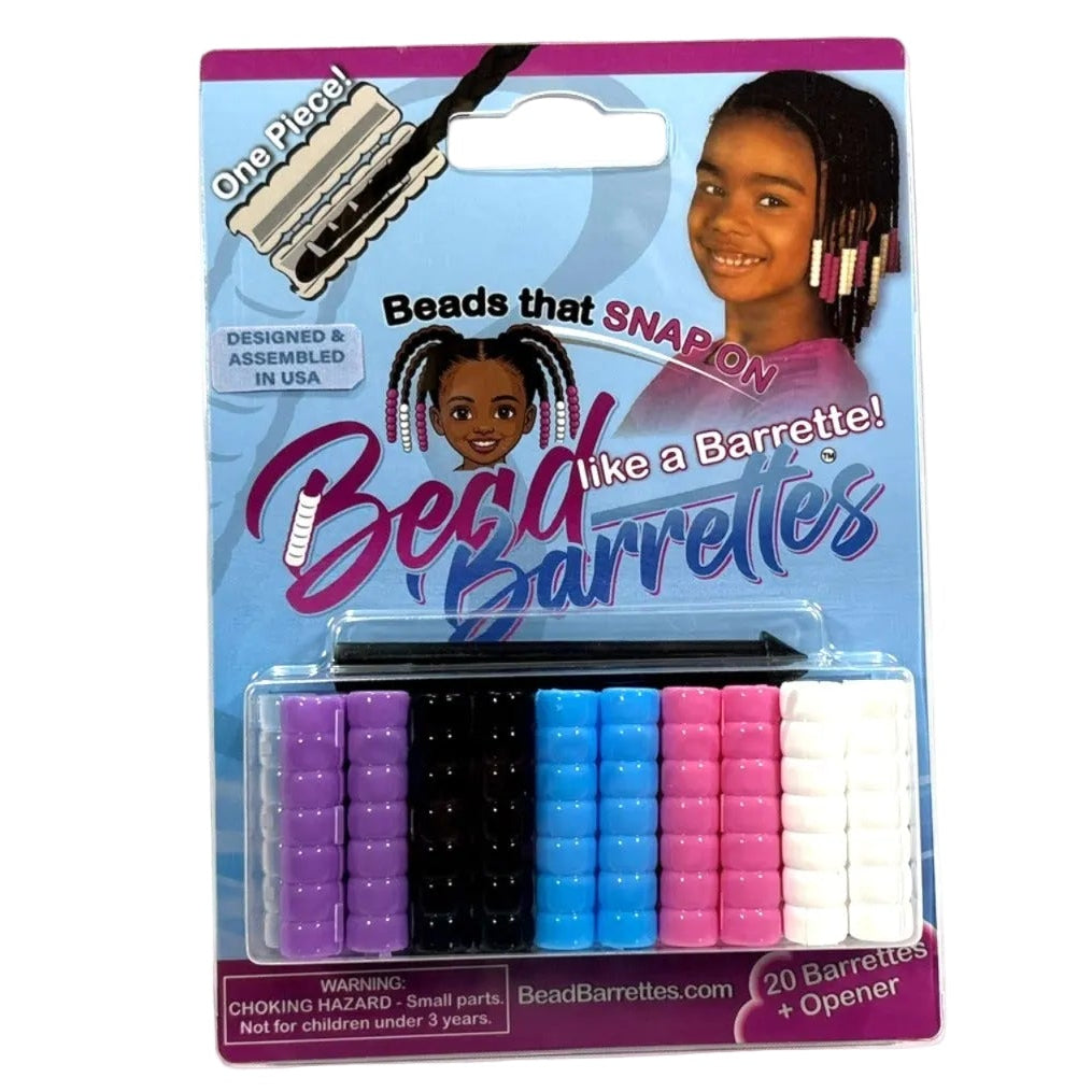 Pack of Bead Barrettes in assorted colors,  Beads that snap on like a barrette.