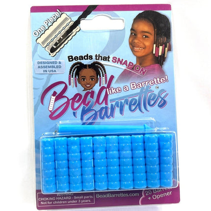 Package of blue Bead Barrettes  Beads that snap on like a Barrette!