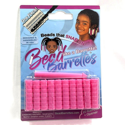 Package of pink Bead Barrettes.  Beads that snap on like a Barrette!