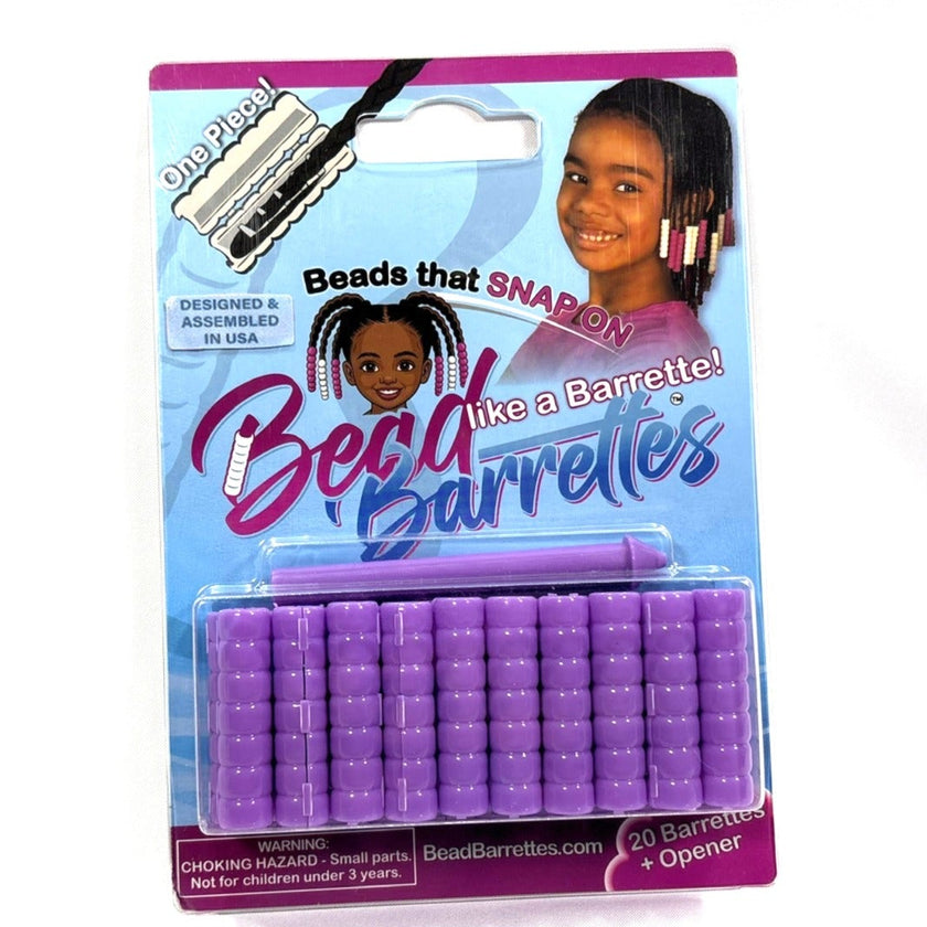 Package of purple Bead Barrettes  Beads that snap on like a Barrette!