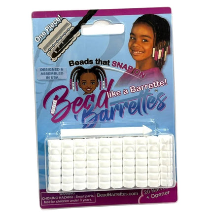 Package of white Bead Barrettes  Beads that snap on like a Barrette!